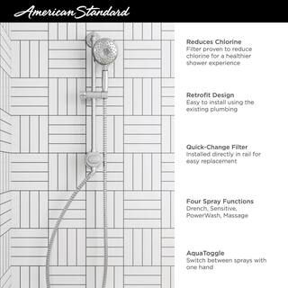 American Standard Spectra 4-Spray Round High-Pressure Hand Shower Rail System with Filter in Polished Chrome 9238759.002