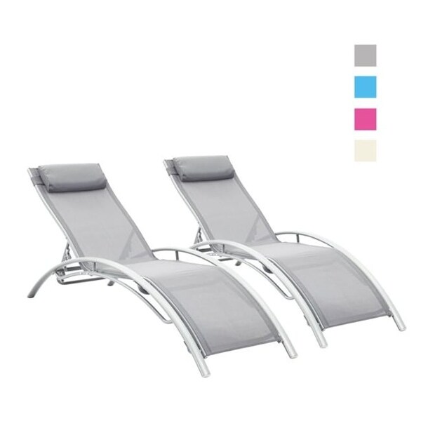 2-Piece Aluminum Outdoor Chaise Lounge