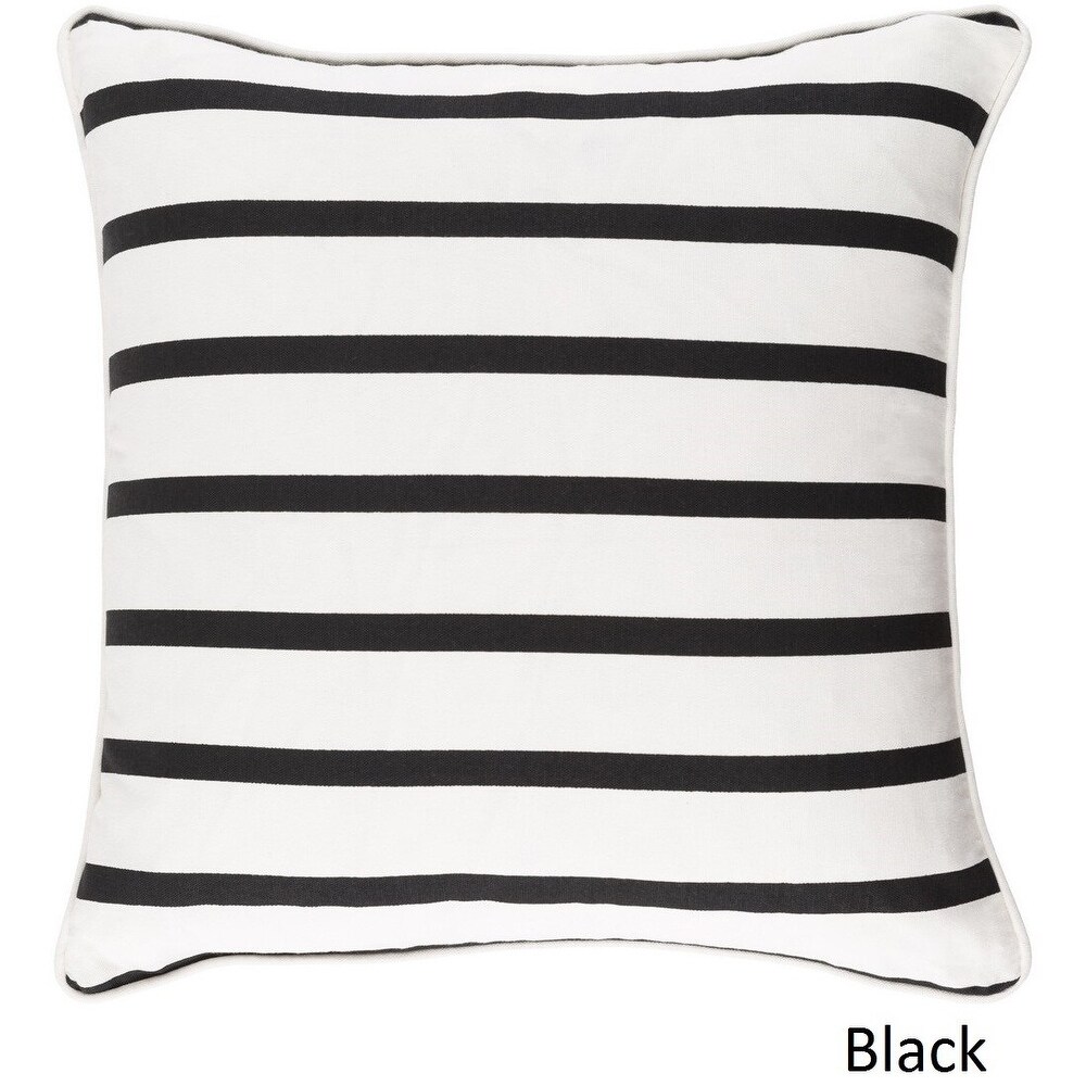 Porch   Den Floyd 18 inch Black and White Striped Throw Pillow Shell