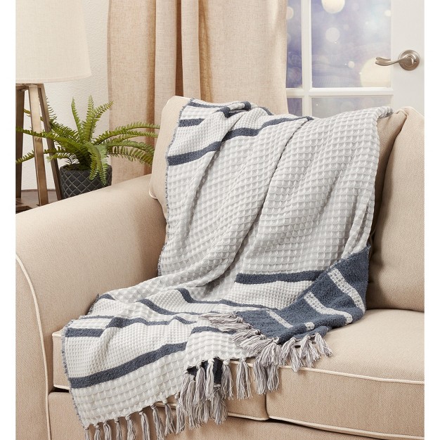 Saro Lifestyle Waffle Weave Reversible Throw Blanket