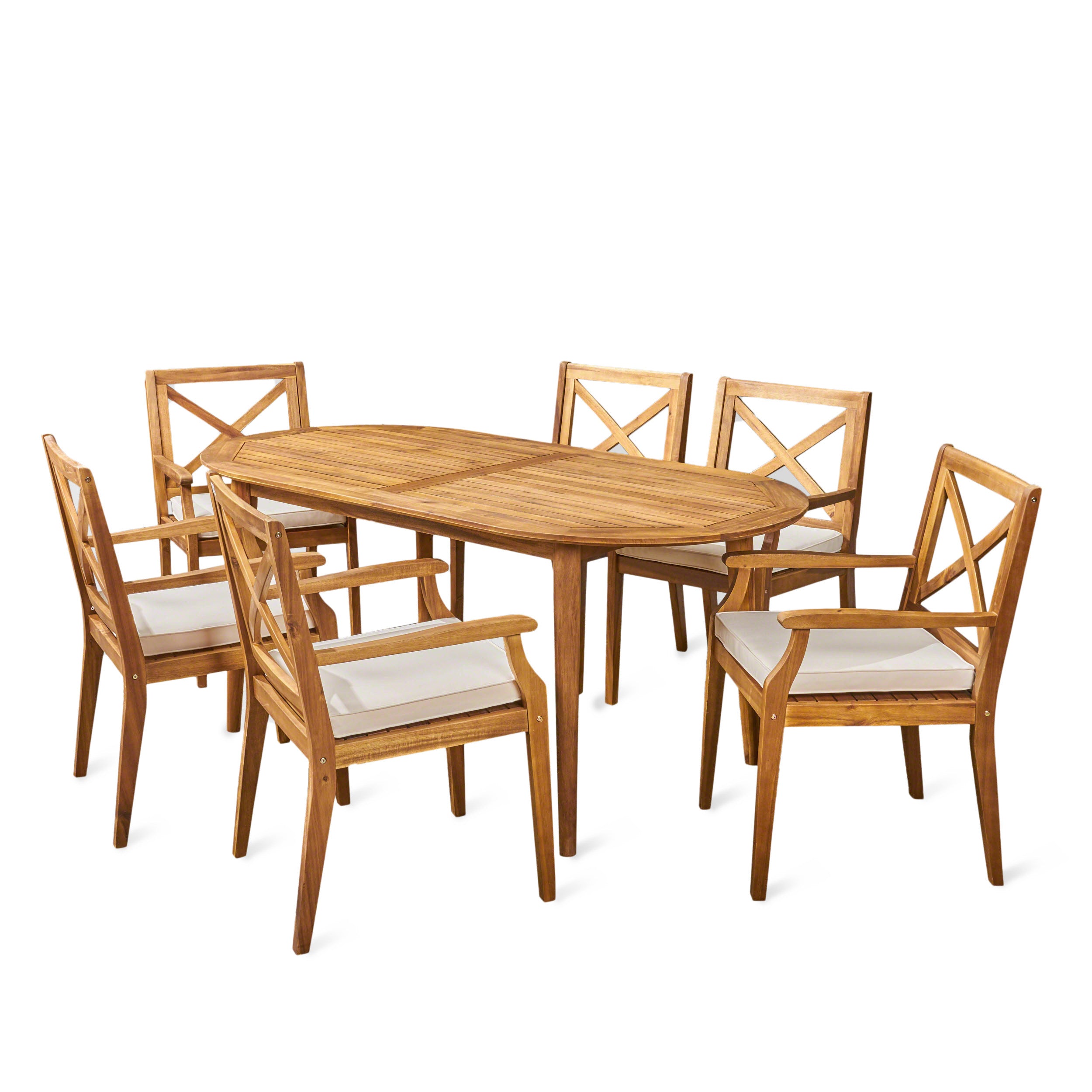 Byrd Outdoor 7 Piece Acacia Wood Dining Set