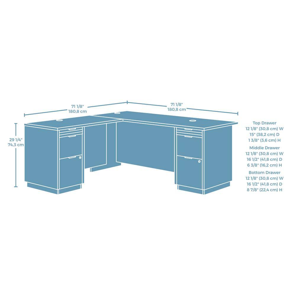 WORKSENSE Palo Alto 71.181 in. L-Shaped Spiced Mahogany 6-Drawer Commercial Computer Desk 427798