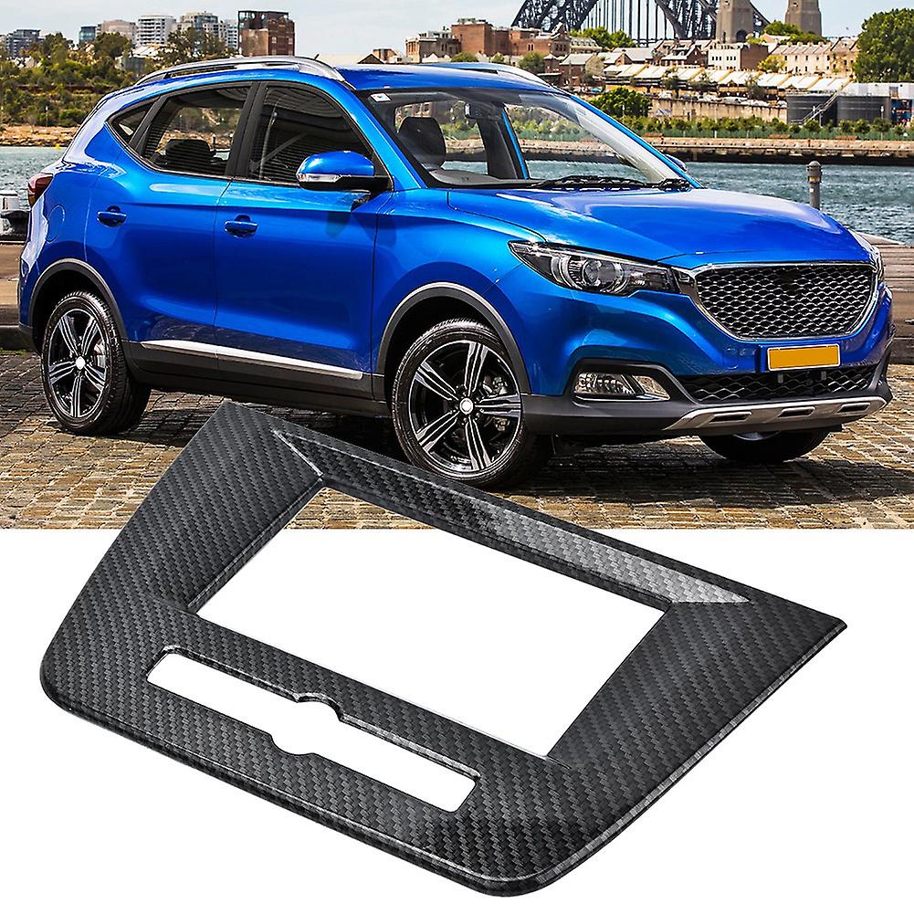 1pc Carbon Fiber Style Dashboard Navigation Frame Cover Trim For Mg Zs Suv 2017-2018