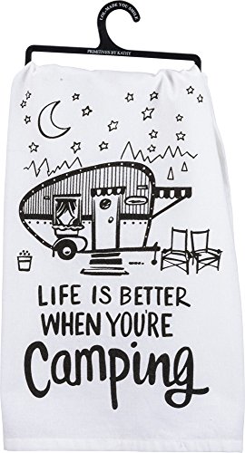 Life is Better When You're Camping Printed Kitchen Dish Towel Cotton