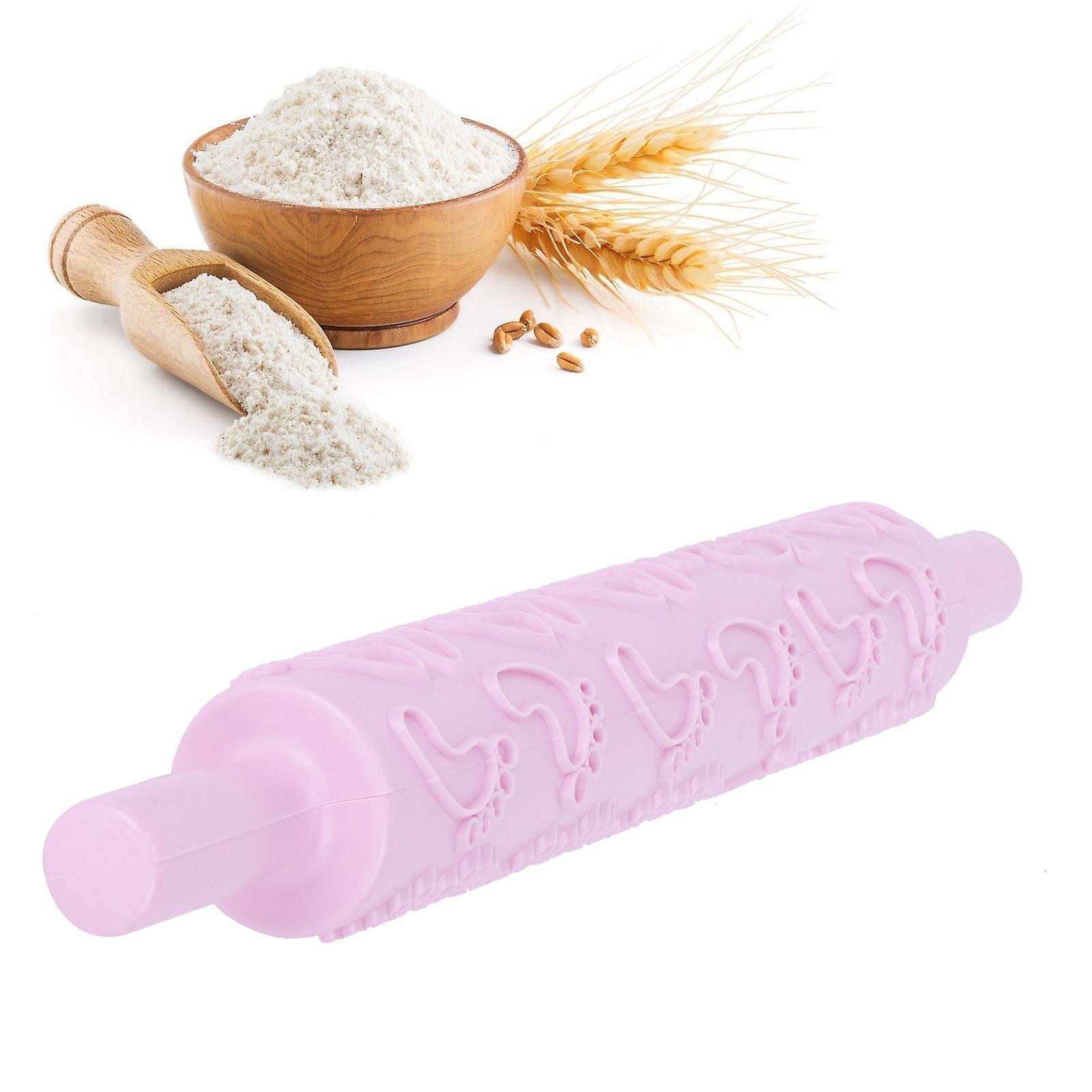 Embossed Rolling Pins， Non-stick Fondant Cake Paste Decorating Tool With Textured And Patterned Design For Baking Fondant， Pizza， Cookies[pink]