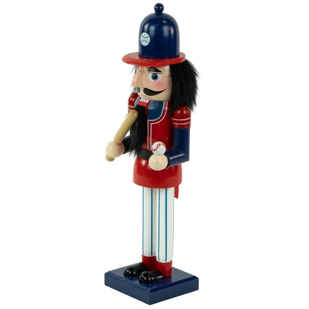 Red And Blue Wooden Christmas Nutcracker Baseball Player