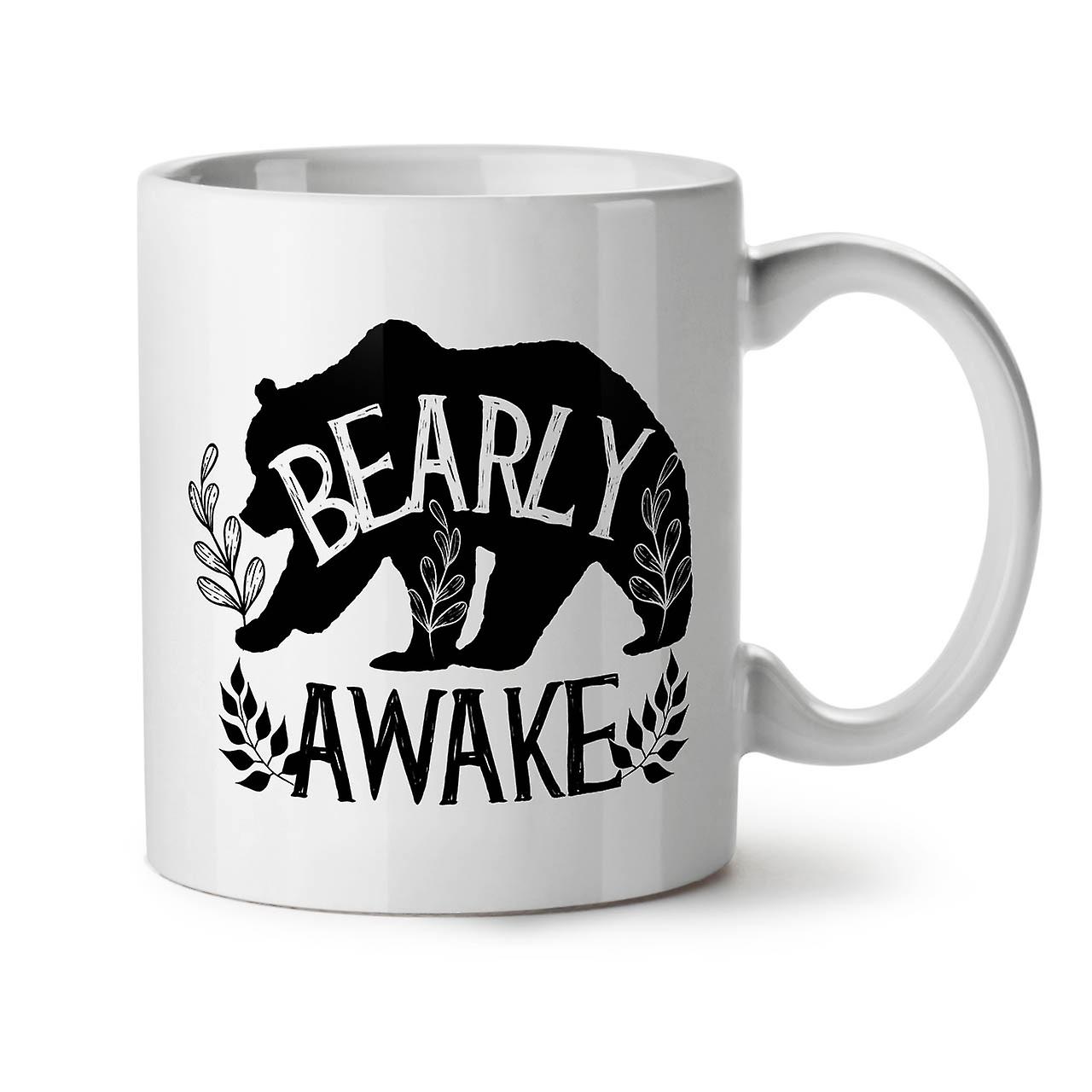 Bear Bearly Awake NEW White Tea Coffee Ceramic Mug 11 oz | Wellcoda