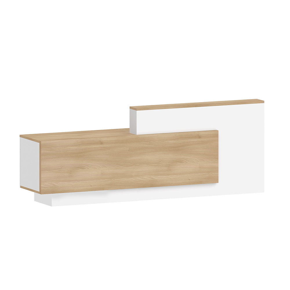 HELMER Reception Desk 2.4M Left Panel - Oak & white