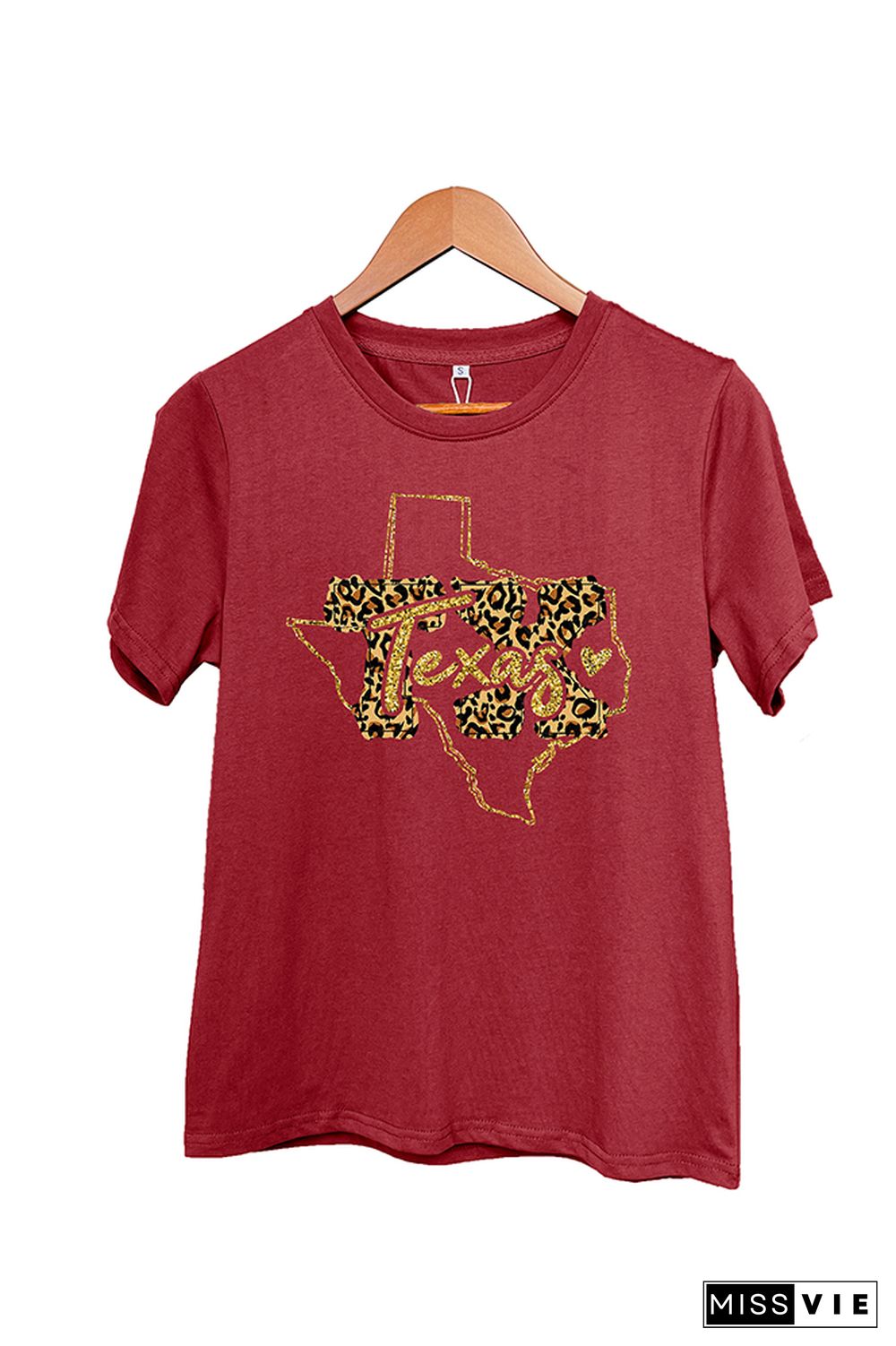 Texas Leopard Print Short Sleeve Graphic Tee Wholesale