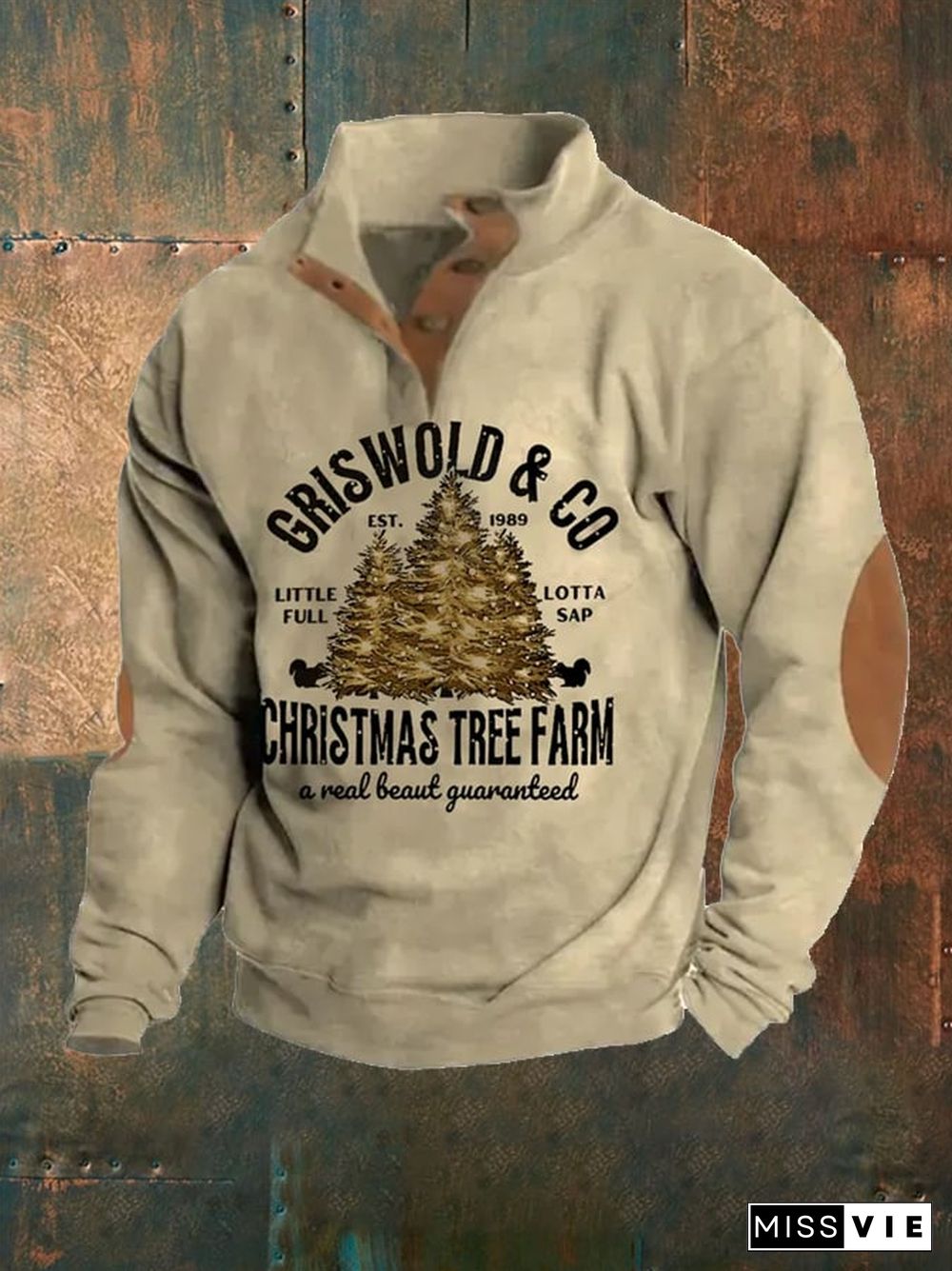 Men's Griswold & Co Est 1989 Christmas Tree Farm Print Casual Sweatshirt