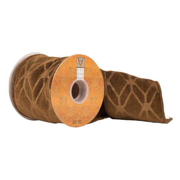 Vickerman Q174246 4 x 10yd Soft Brown Geometric P...