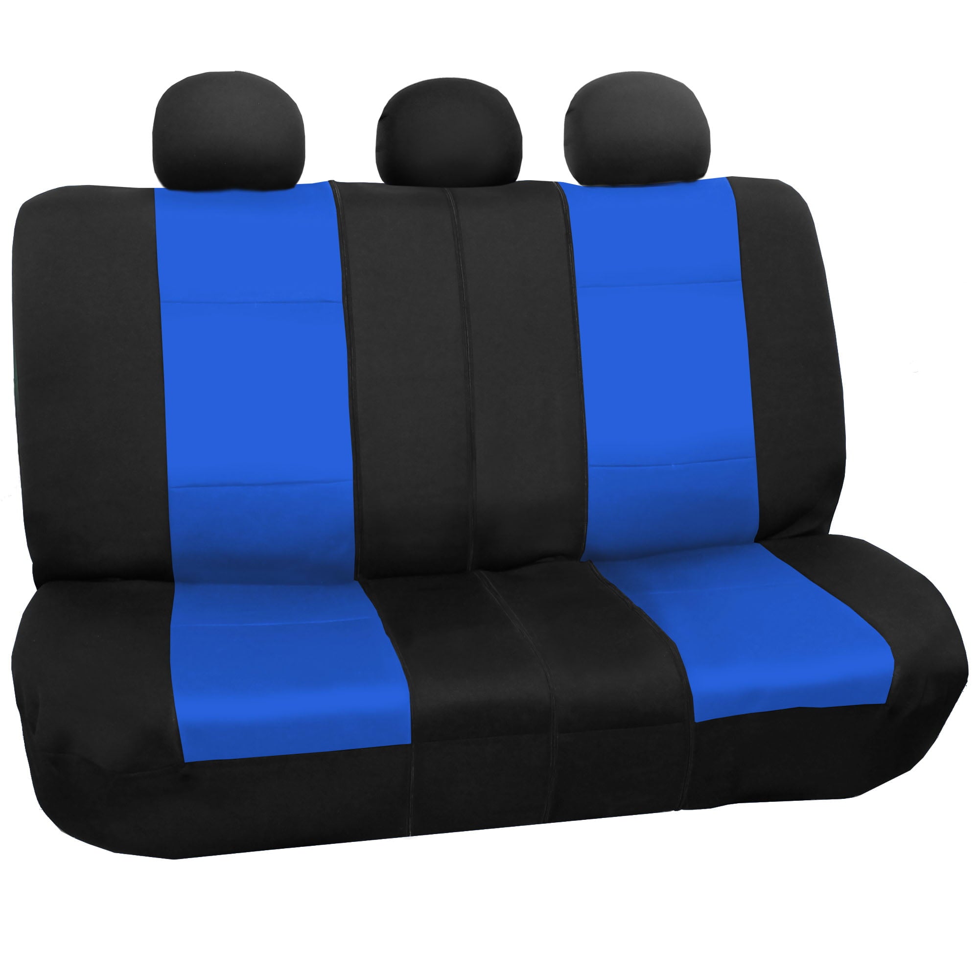 FH Group Neoprene 3 Row Car Seat Covers For SUV， Airbag Ready Split Bench 7 Seater， Blue Black with Free Air Freshener