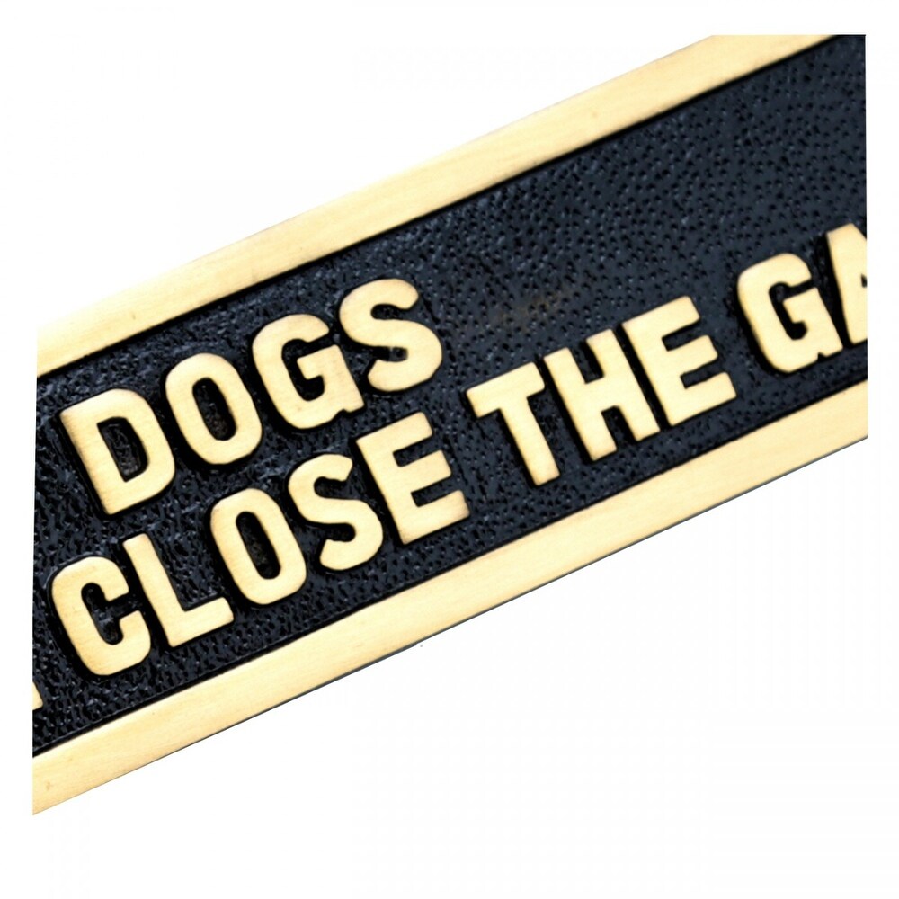 Dog Sign Outdoor Gate Plate Brass Plaque 2.2\