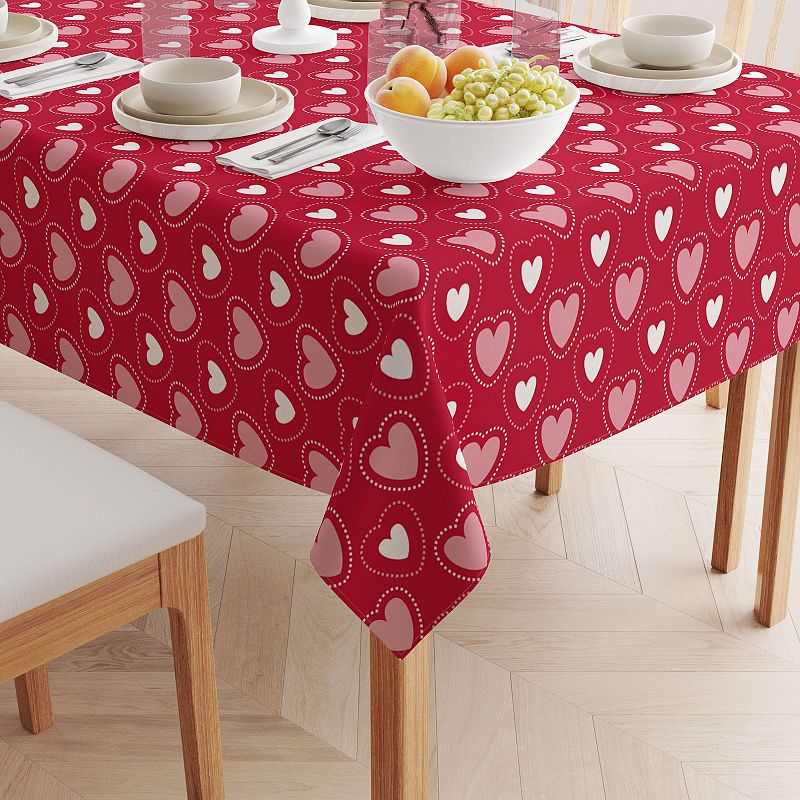 Square Tablecloth， 100% Polyester， 70x70， Hearts in Stitches