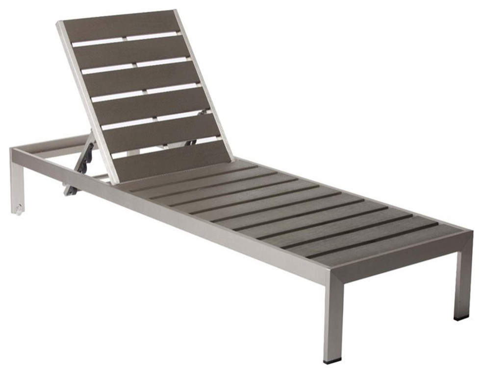 Benjara Versatile and Trendy Anodized Aluminum Wheeled Lounger in Gray   Transitional   Outdoor Chaise Lounges   by Homesquare  Houzz