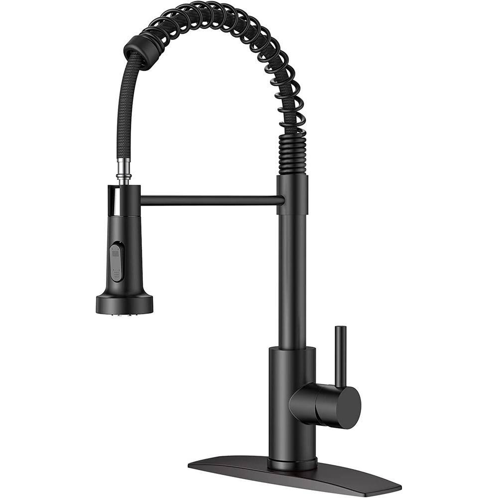 androme Single Handles Pull Down Sprayer Kitchen Faucets with Spring HandleMatte Black H51000B