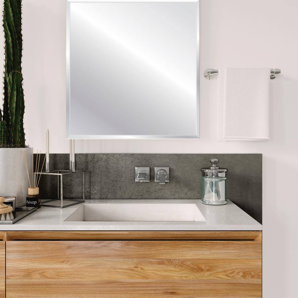 Glacier Bay 30 in. W x 36 in. H Rectangular Frameless Beveled Edge Wall Bathroom Vanity Mirror in Silver 81176