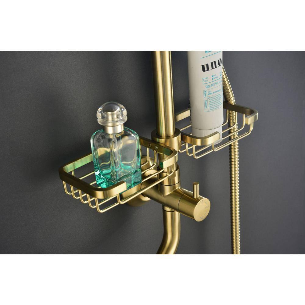 Lukvuzo 4-Spray Multifunction Deluxe Wall Shower System with Adjustable Slide Bar and Soap Dish in Gold HSSA08FS001