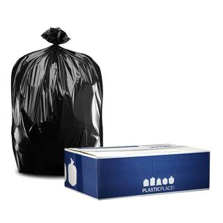 Plasticplace 50 in. W x 48 in. H 65 Gal. 1.5 mil Black Gusset Seal Rollout Trash Bags(100-Case) W65LDB