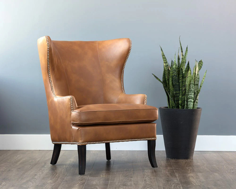 Isano Lounge Chair  Tobacco Tan   Transitional   Armchairs And Accent Chairs   by Peachtree Fine Furniture  Houzz