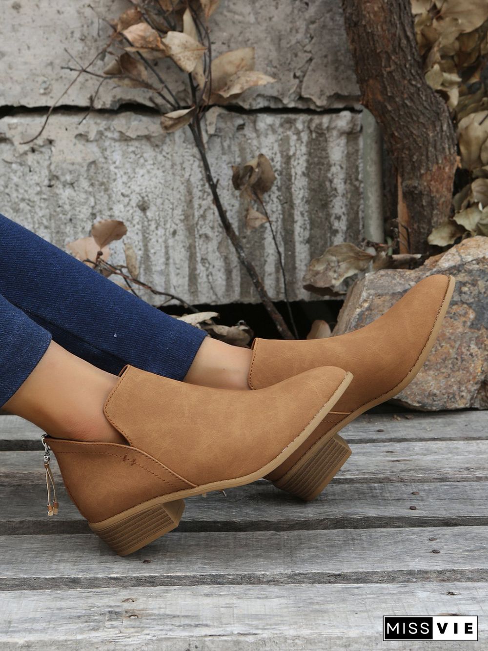 Simple Plain Chelsea Zip Ankle Boots