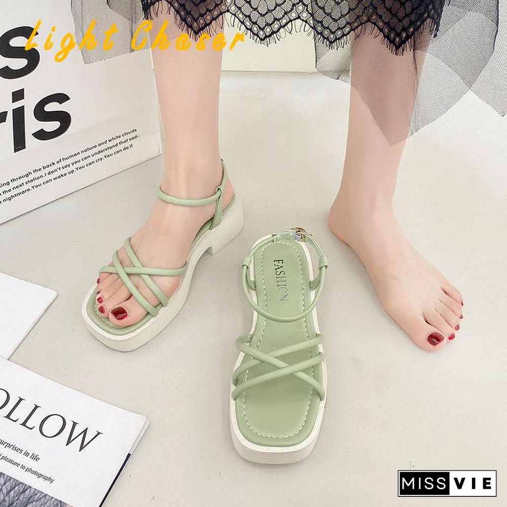 Women Sandals Fashion Wedge Platform Gladiator Sandals Open Toe Buckle Strappy Sandals Summer Shoes Women Sandalias Mujer