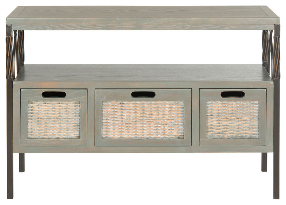 Steven 3 Drawer Console  Ash Gray   Farmhouse   Console Tables   by Rustic Home Furniture Deco  Houzz