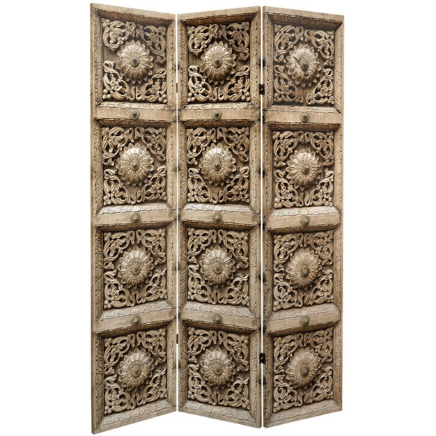 Double Sided Stone Doorway Canvas Room Divider Gray Oriental Furniture