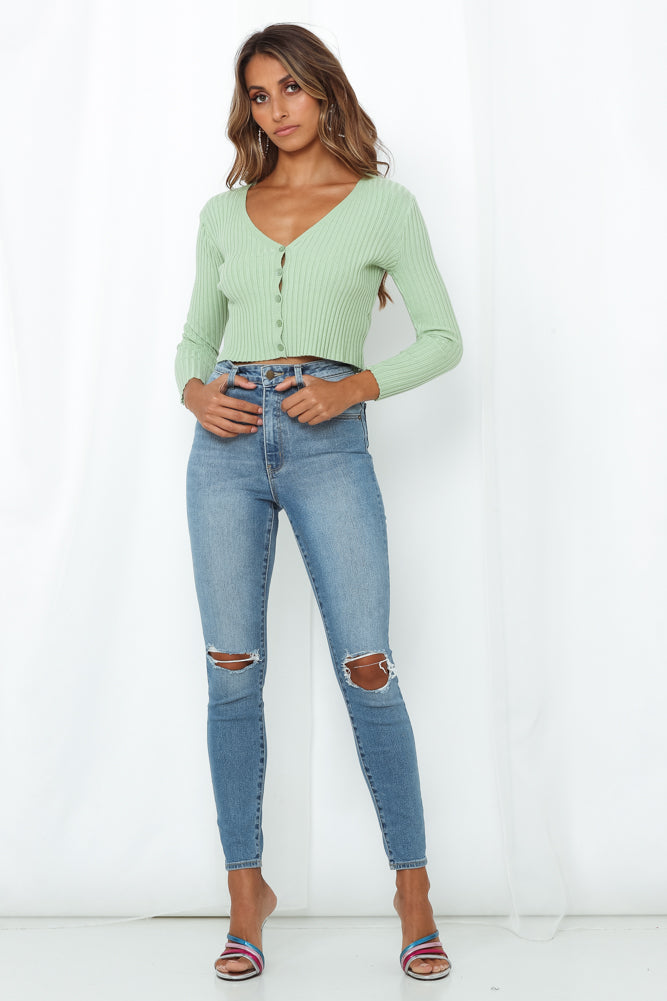 Heartbreak Motel Knit Crop Green