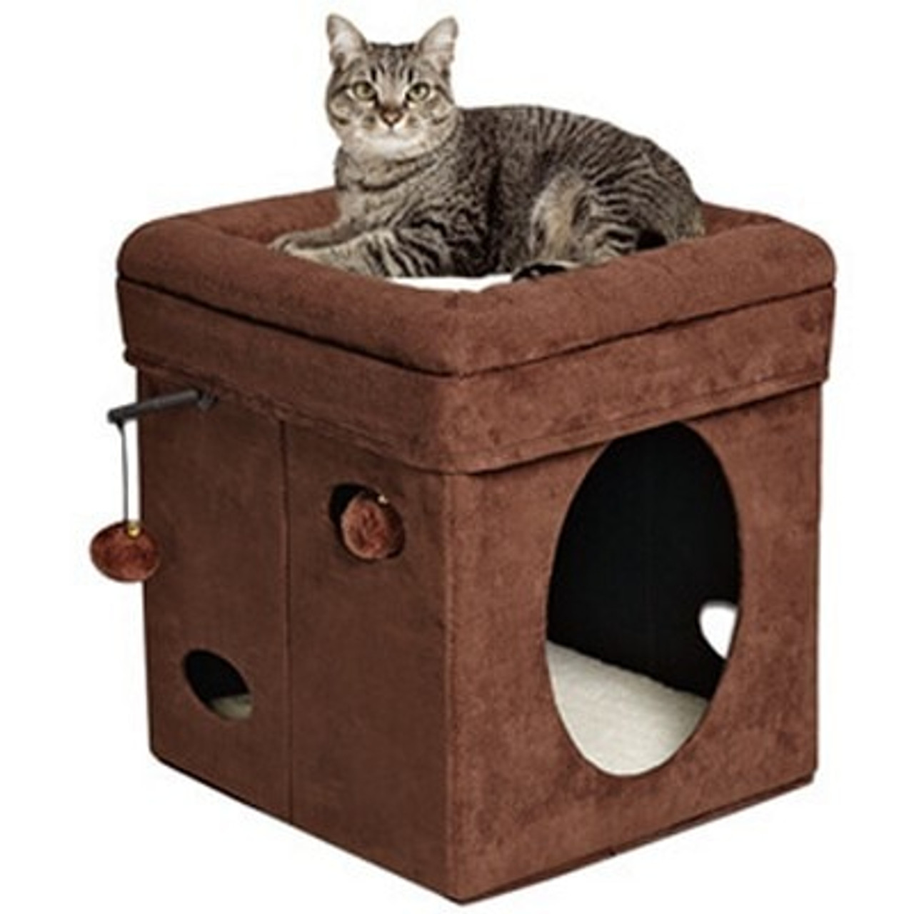 MidWest Feline Nuvo Curious Cat Cube， Brown Suede