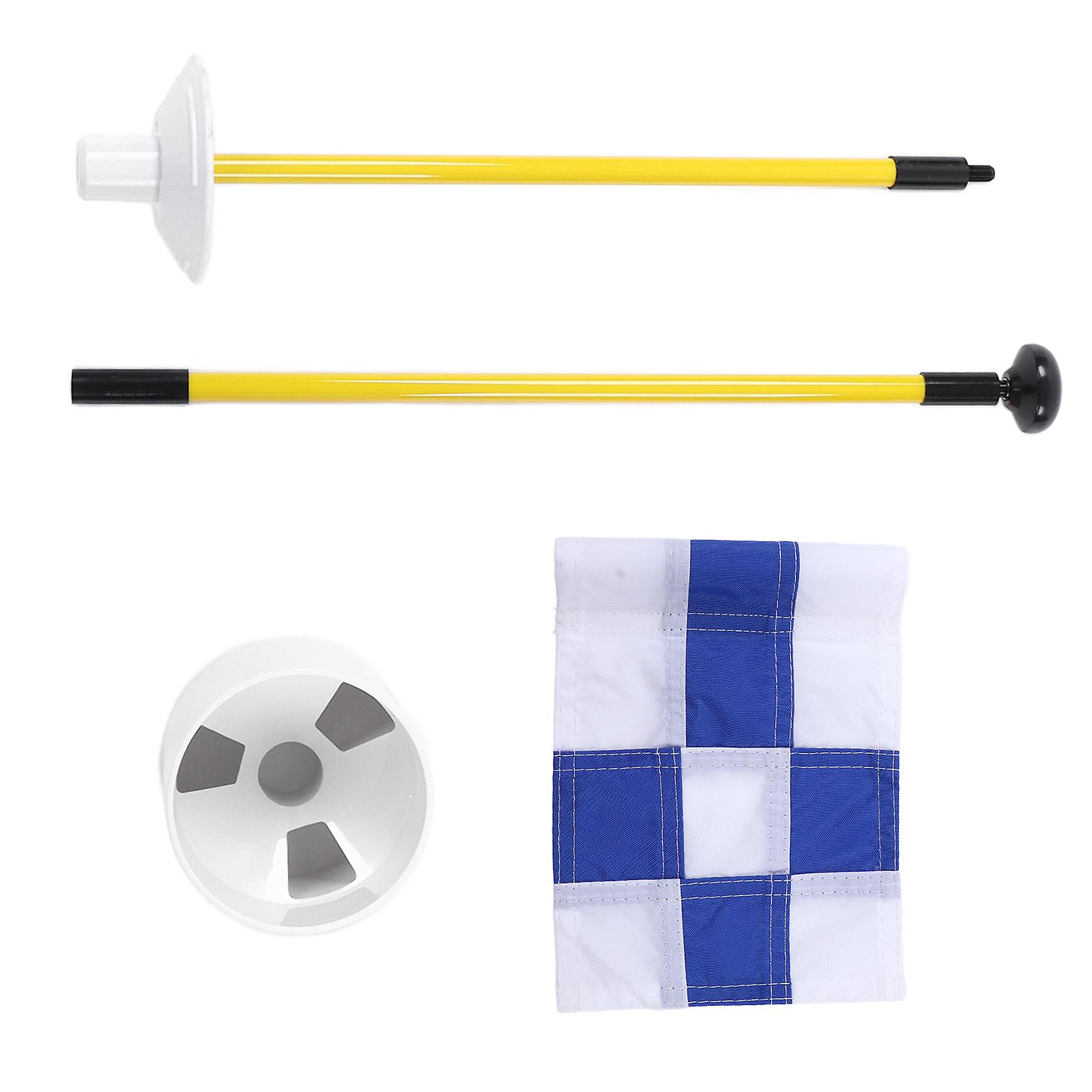 Golf Flagpole Portable 3 Feet Golf Flag Pole Flag Hole Cup Set 2 Section Design For Indoors Outdoorsblue And White Grid