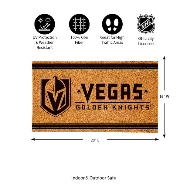 Evergreen Las Vegas Golden Knights Logo Natural Coir 28 X 16 Inches Indoor Outdoor Doormat