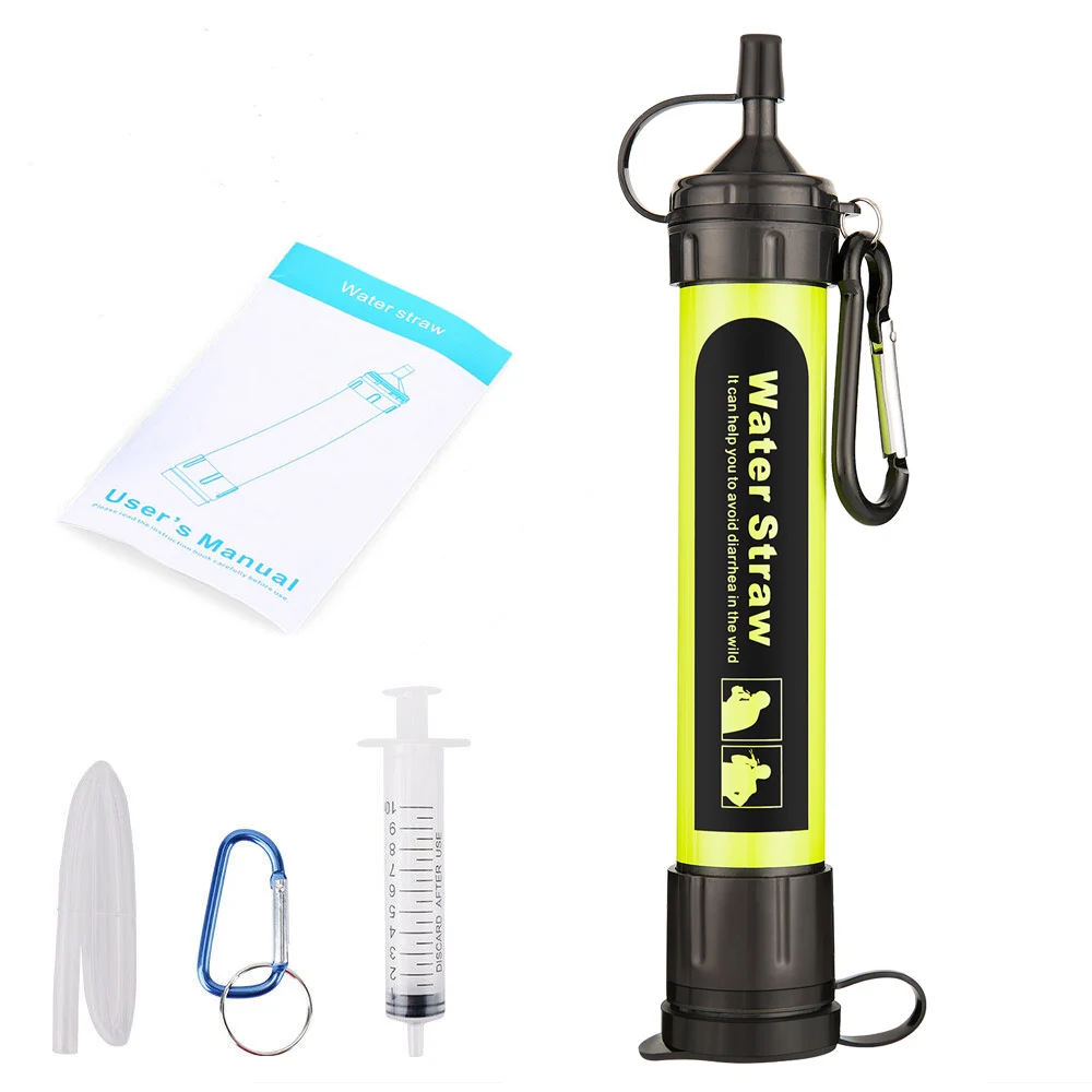 outdoor camping hiking emergency survival kit personal water filter straw 99.999% remove bacteria