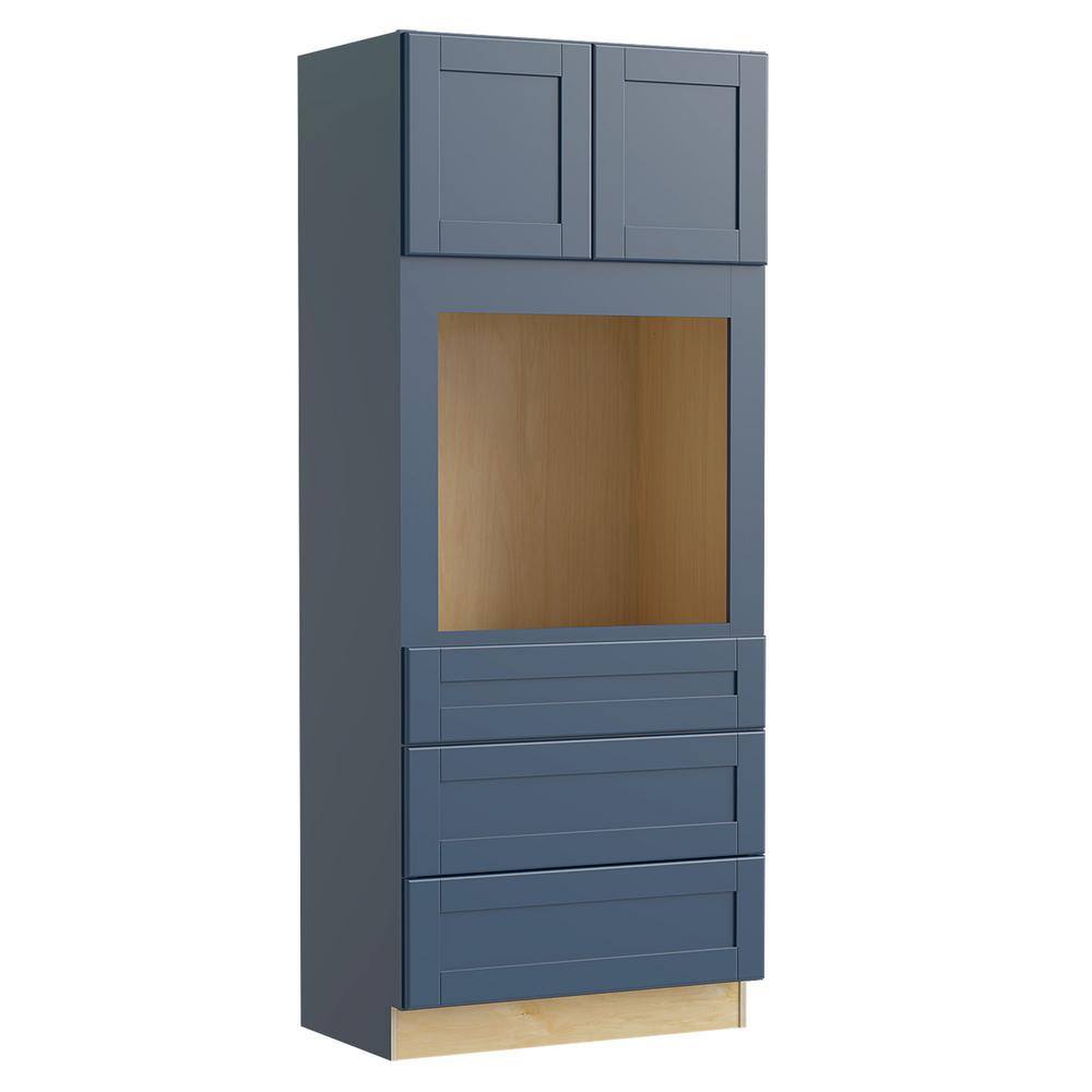 Home Decorators Collection Washington Vessel Blue Plywood Shaker Stock Assembled Single Oven Kitchen Cabinet Universal 33 in. x 84 in. x 24 in. OC332484U-WVB