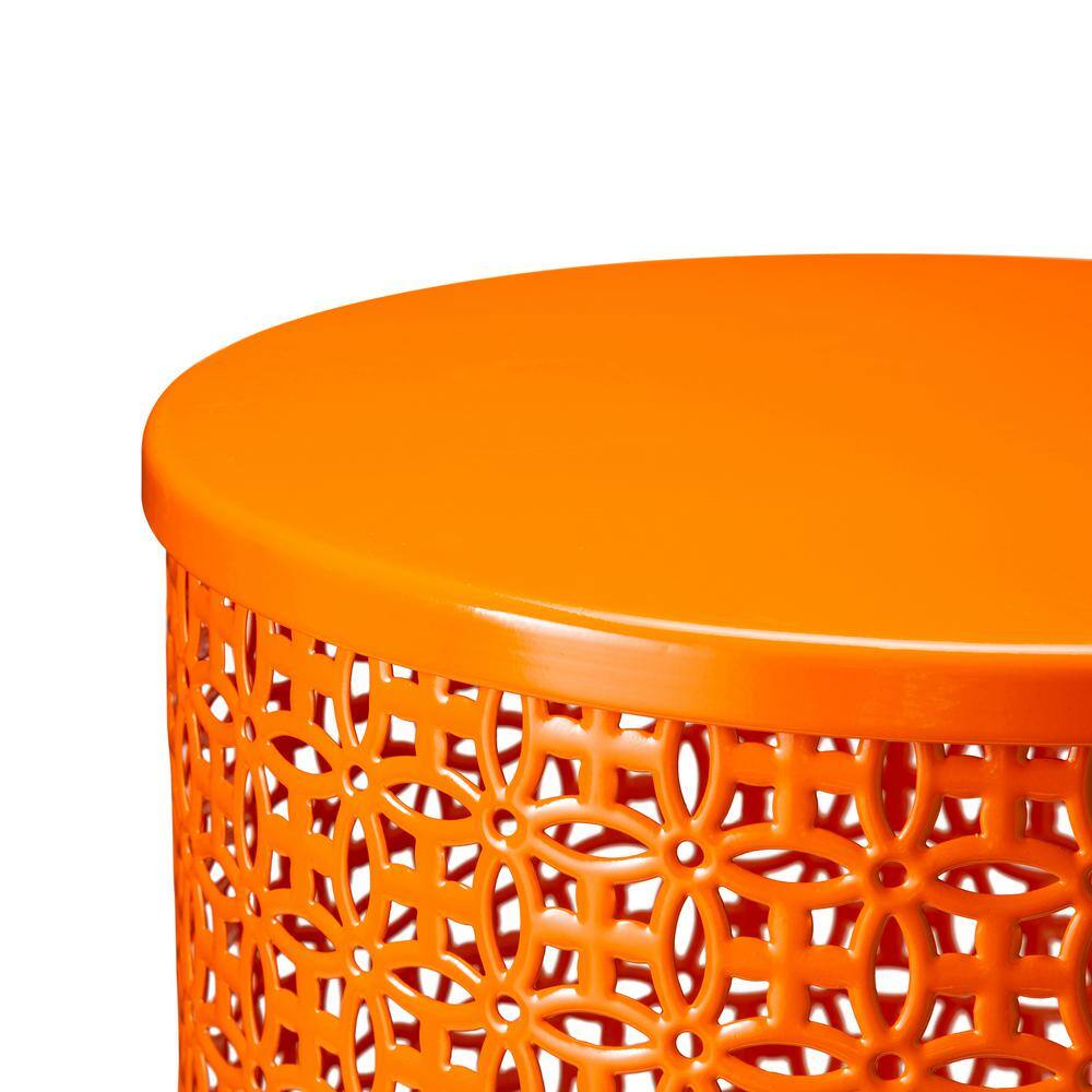 Glitzhome Multi-Functional Metal Orange Garden Stool or Plant Stand or Accent Table (Set of 2) 2003800007