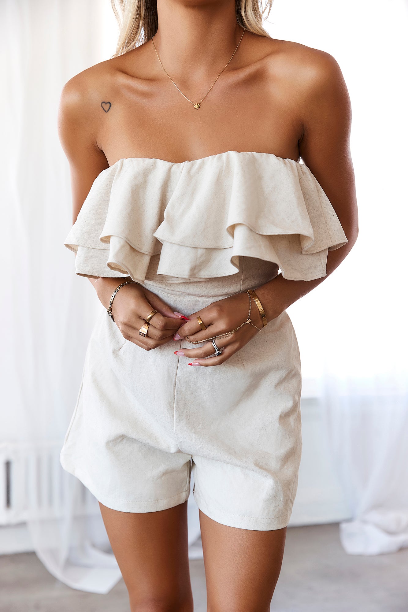 HELLO MOLLY Sunset Glowing Romper Oatmeal