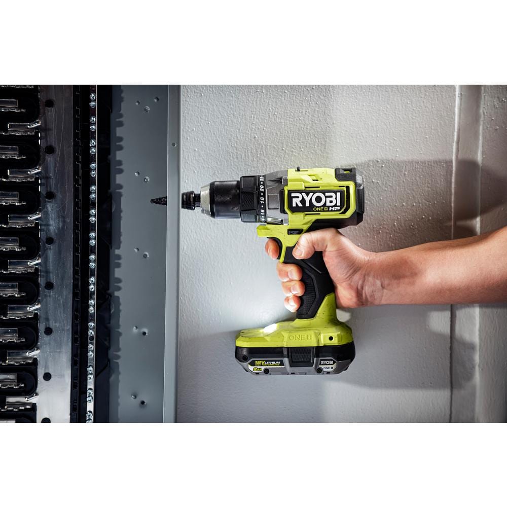 RYOBI ONE+ HP 18V Brushless Cordless 1/2 in. Drill/Driver and Impact Driver Kit w/(2) 2.0 Ah Batteries, Charger, and Bag PBLCK01K