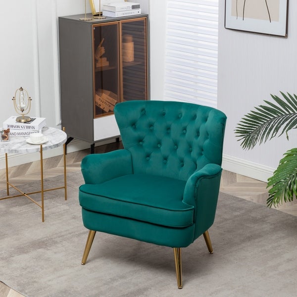 Modern Fabric Button Tufted Accent Chair with Arms