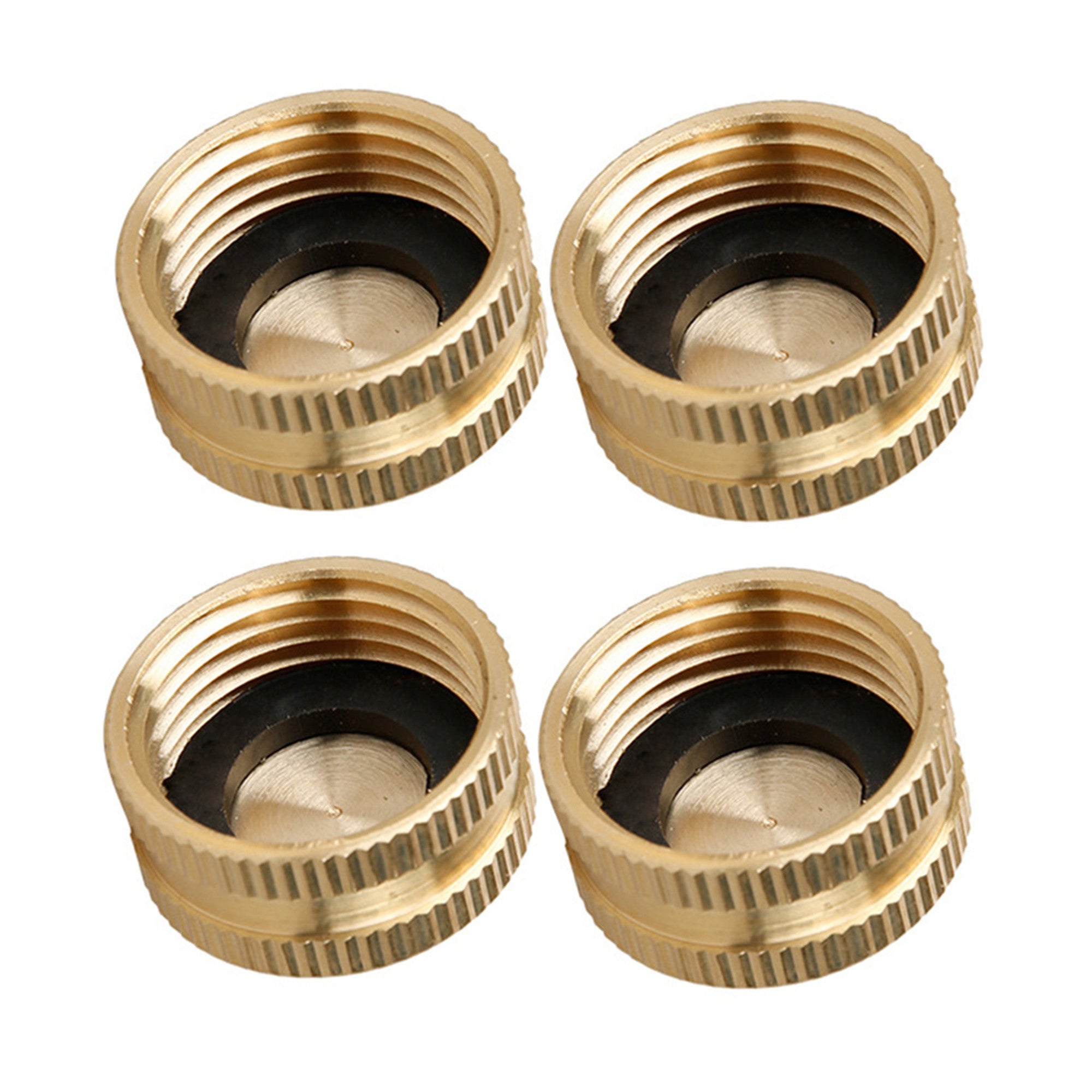 Irene Inevent 4 Pieces Garden Hose Brass Hose Cap with Washers 3/4-Inch Female Thread End Cap