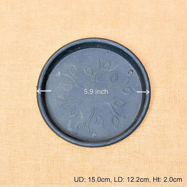 5.9 inch (15 cm) Round Plastic Plate for 5 inch (13 cm) , 6 inch (15 cm) Grower Pots (Black) (set of 6)