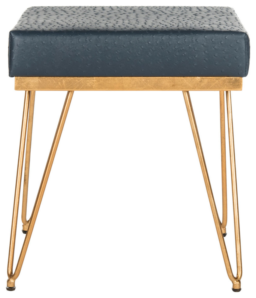 Nina Faux Ostrich Square Bench Navy   Midcentury   Footstools And Ottomans   by V.S.D Furniture  Houzz