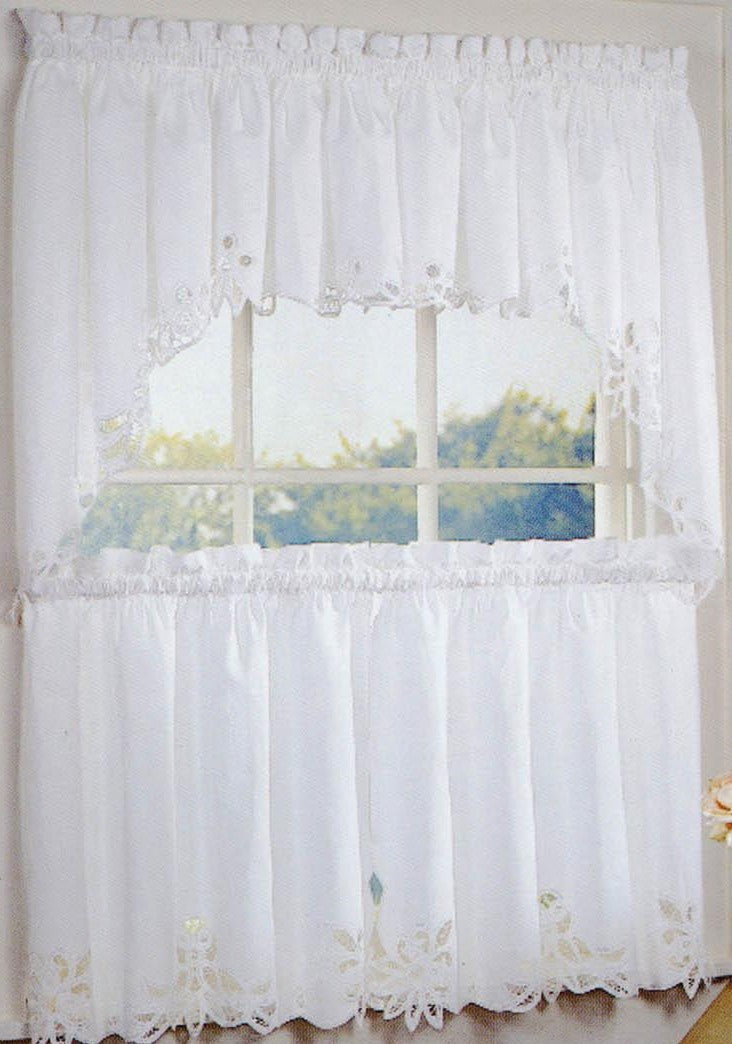 Battenburg white lace 36 kitchen curtain tier