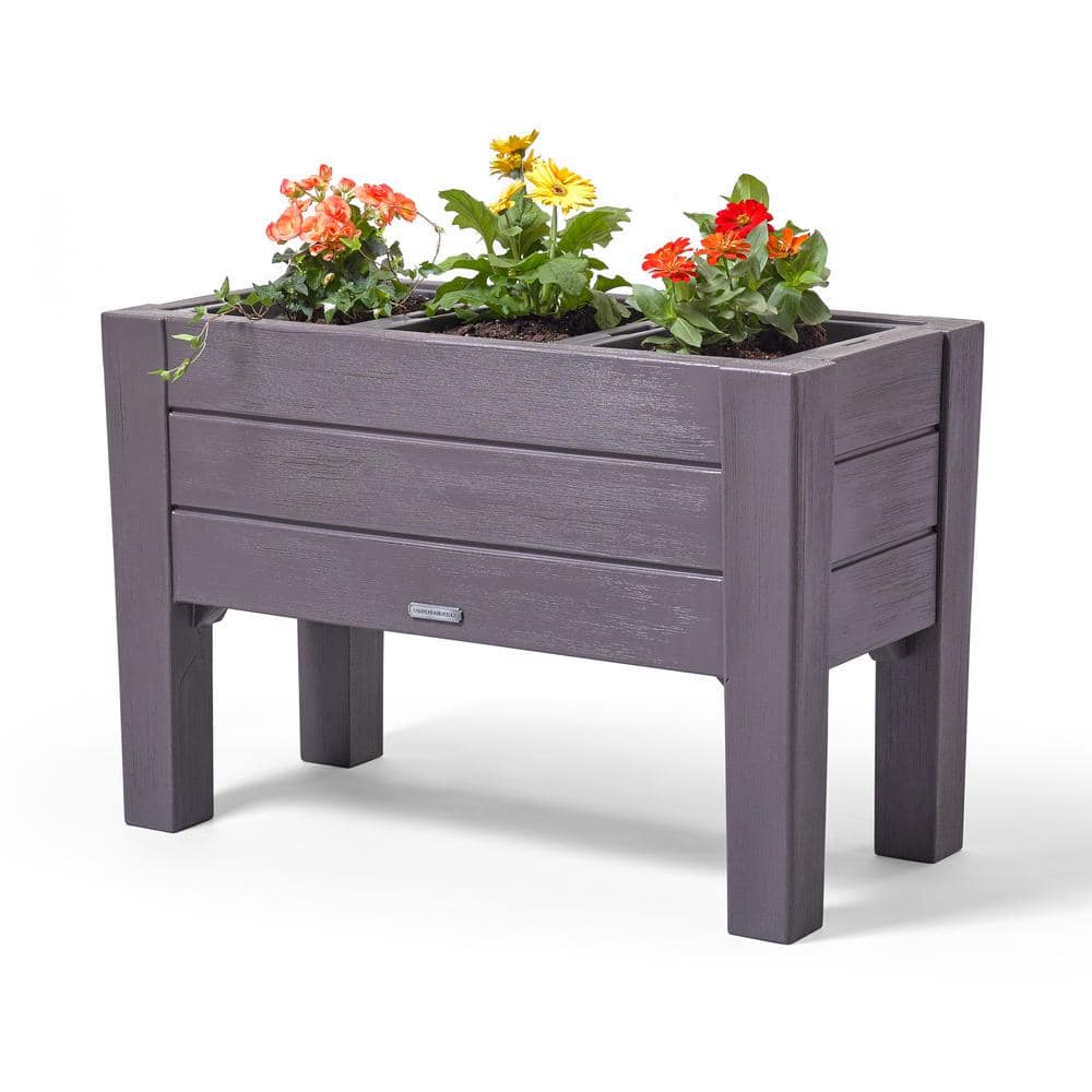 Step2 26 in. x 39 in. Plastic Lakewood Raised Planter - Dark Cedar 518599