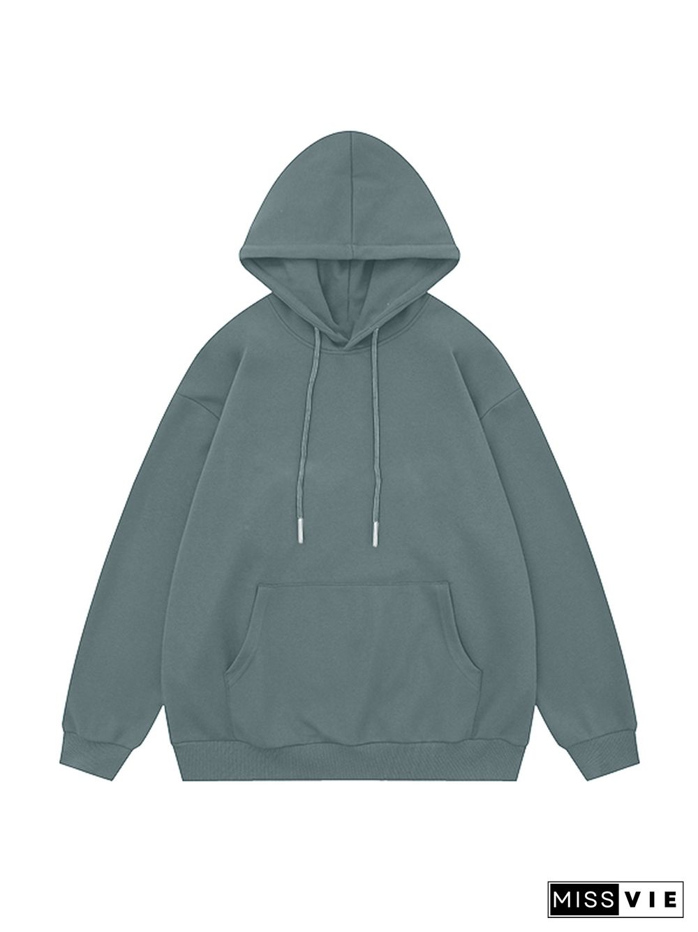 Solid Color Stretchy Hem Loose Oversized Hoodie