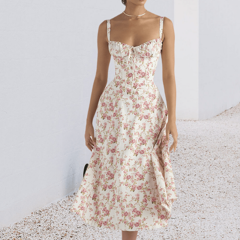 Carmen Print Bustier Sundress