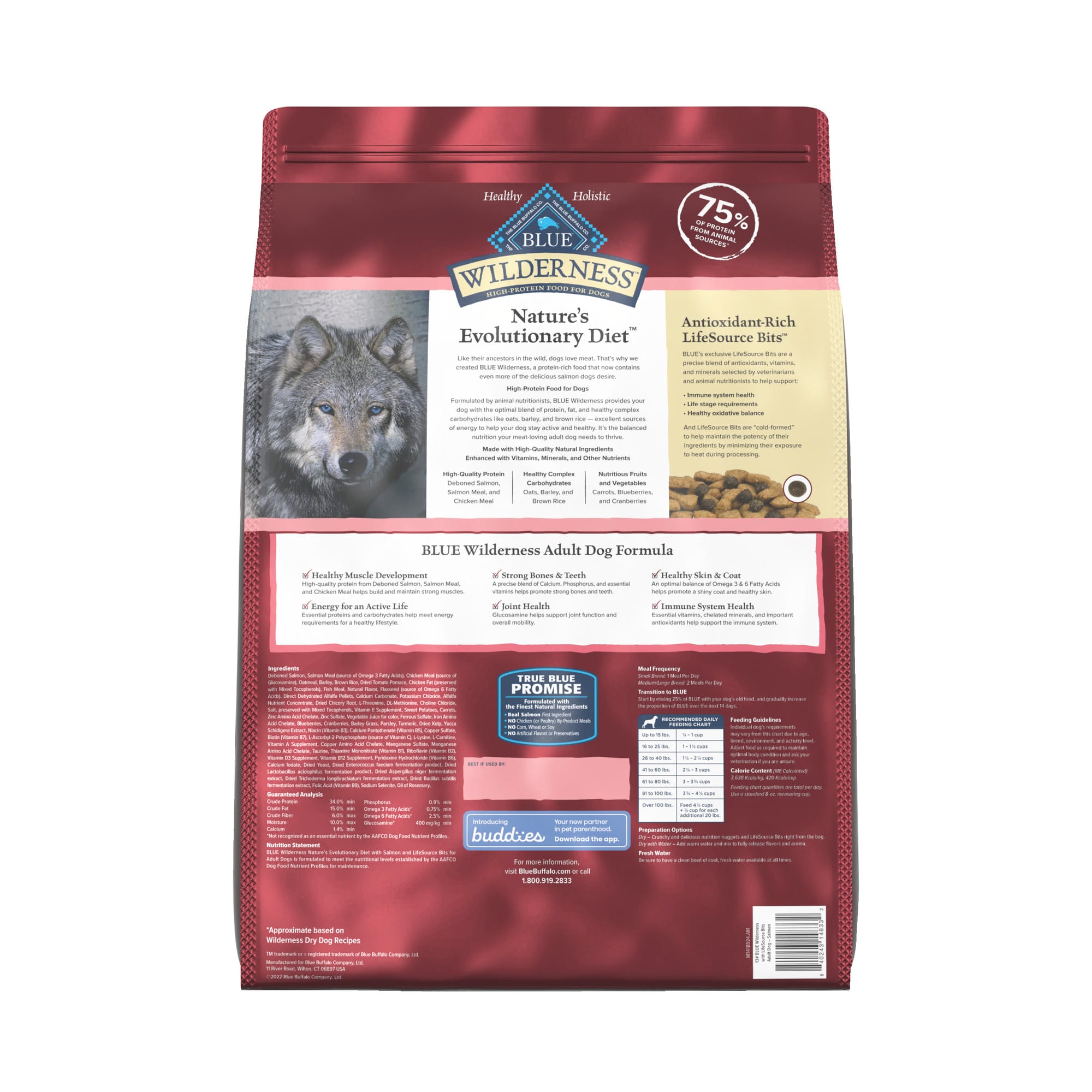 Blue Buffalo Blue Wilderness Plus Wholesome Grains Natural Adult High Protein Salmon Dry Dog Food， 28 lbs.