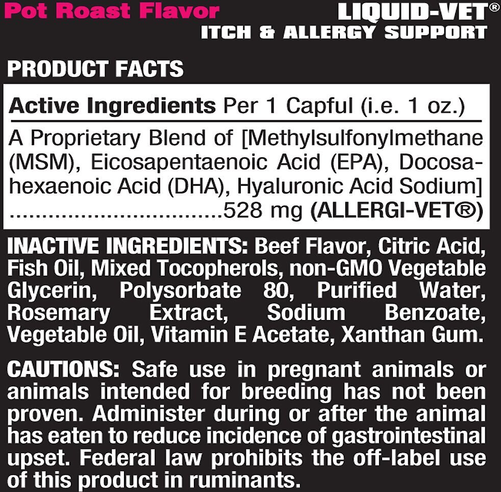 Liquid-Vet Itch and Allergy Support Pot Roast Flavor Dog Supplement