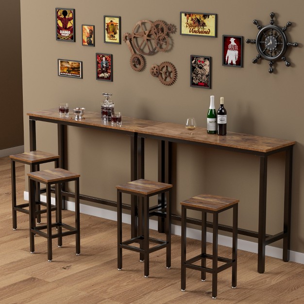 Costway 3 Pieces Bar Table Set Counter Height Breakfast Bar Dining Table W stools