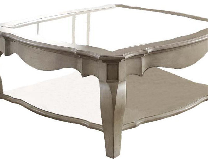 Benjara 42 quotModern Glass Top Solid Wood Coffee Table in Brown   Traditional   Coffee Tables   by Homesquare  Houzz