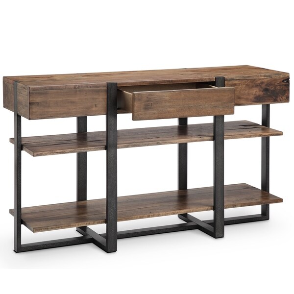 Prescott Modern Rustic Honey Finish Reclaimed Wood Console Table